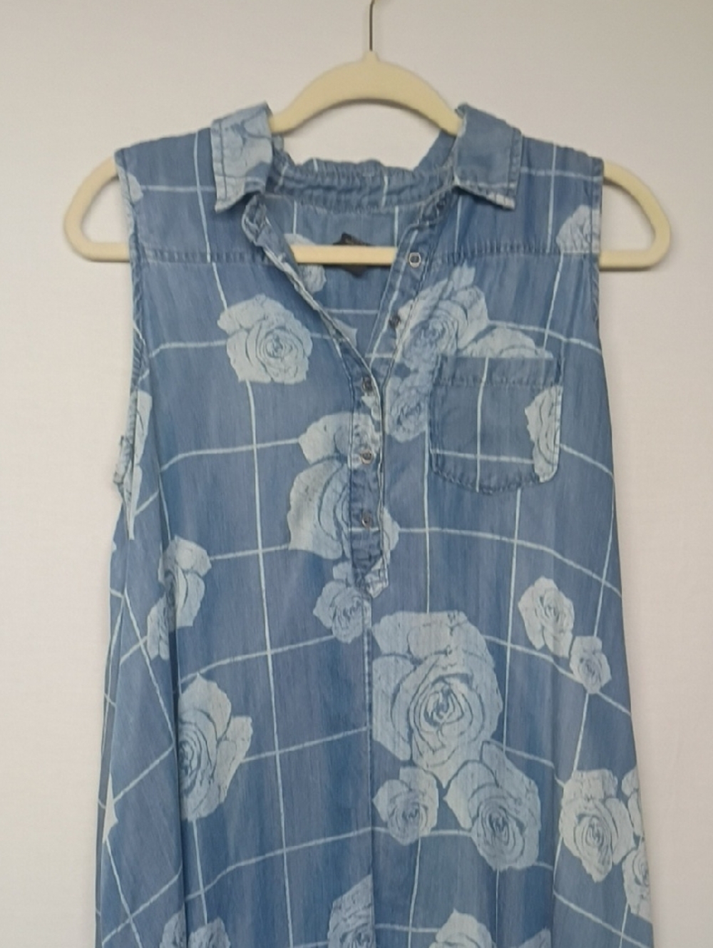 Grace Elements Blue Floral High-Low Chambray Dress - Picture 5 of 8